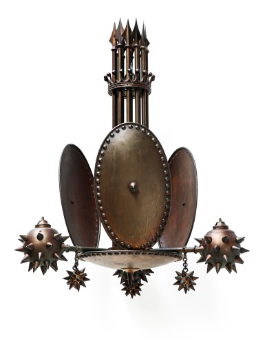 View full screen - View 1 of Lot 48. A FRENCH PATINATED BRONZE CHANDELIER, LATE 19TH CENTURY, CIRCA 1870-1880 | LUSTRE EN BRONZE PATINÉ DE LA FIN DU XIXE SIÈCLE, VERS 1870-1880.