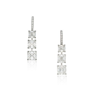 View full screen - View 1 of Lot 10. Pair of Diamond Pendant-Earrings.