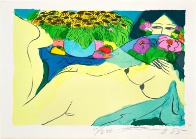 View full screen - View 1 of Lot 6258. Walasse Ting 丁雄泉 | Beauty with fan 花扇.