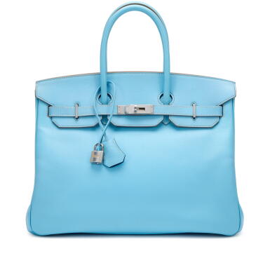 View full screen - View 1 of Lot 84. Bleu du Nord and Bleu Thalassa Verso Epsom Birkin 35 Palladium Hardware, 2013.