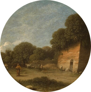 View full screen - View 1 of Lot 165. Landscape with a herd and ruins.
