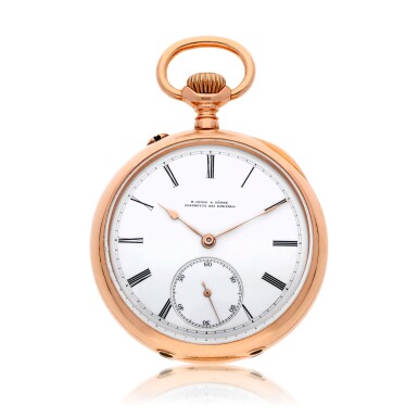 View full screen - View 1 of Lot 203. A pink gold open-faced keyless lever watch circa 1895, No.1206.