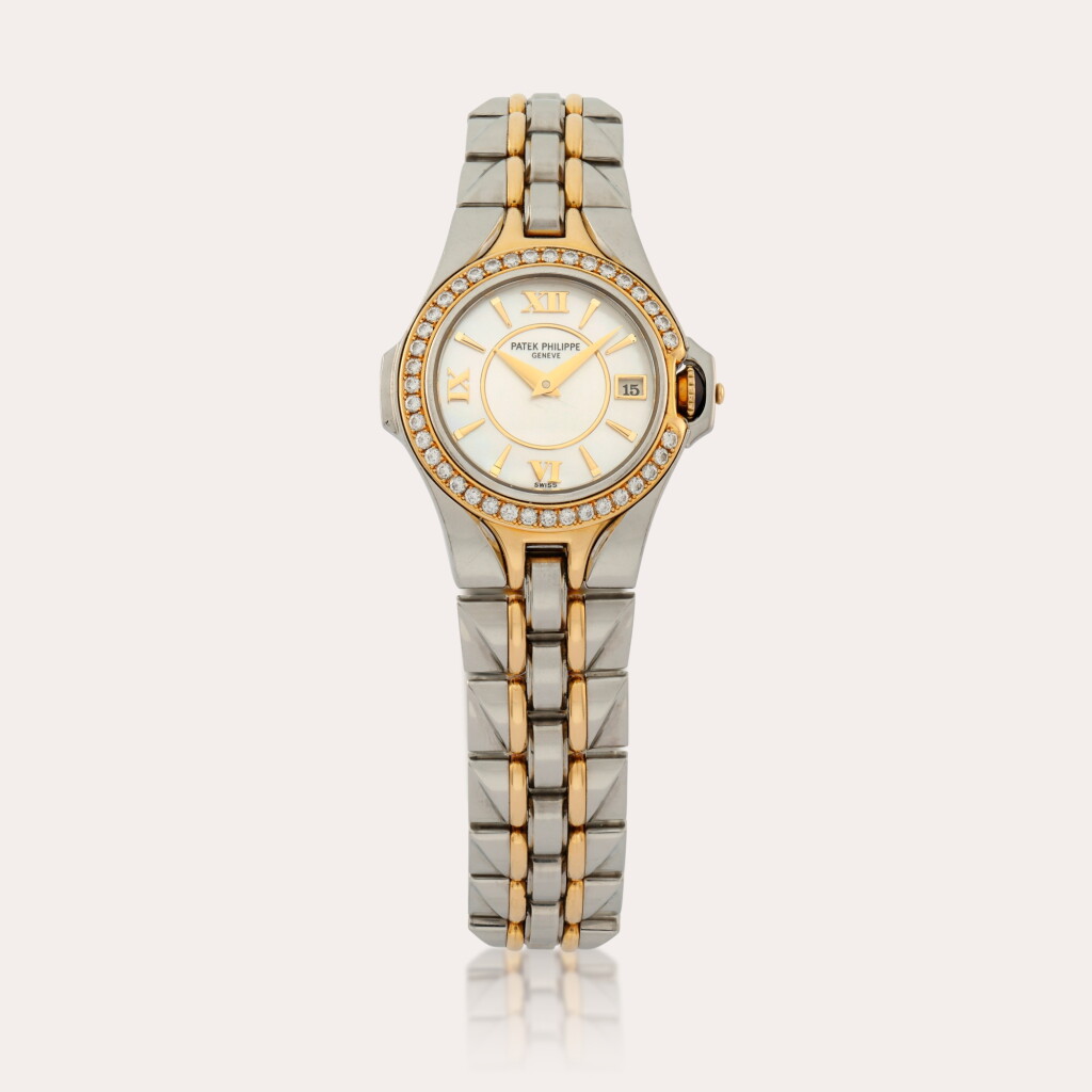 View full screen - View 1 of Lot 288. Reference 4891/11 | A diamond-set yellow gold and stainless steel wristwatch with date and bracelet | Circa 2000.