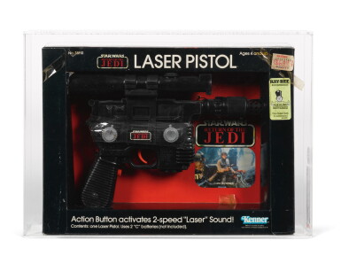 View full screen - View 1 of Lot 92. RETURN OF THE JEDI, LUKE SKYWALKER LASER PISTOL 6 1/2 X 9 1/4 X 2 IN. PLAYSET, US, 1983.
