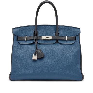 View full screen - View 1 of Lot 59. Deep Bleu and Black Togo HSS Birkin 35 Brushed Palladium Hardware, 2021.