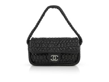 View full screen - View 1 of Lot 59. Chanel Small Ruffled Black Bag.