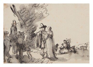 View full screen - View 1 of Lot 81. Elegant company in a landscape.