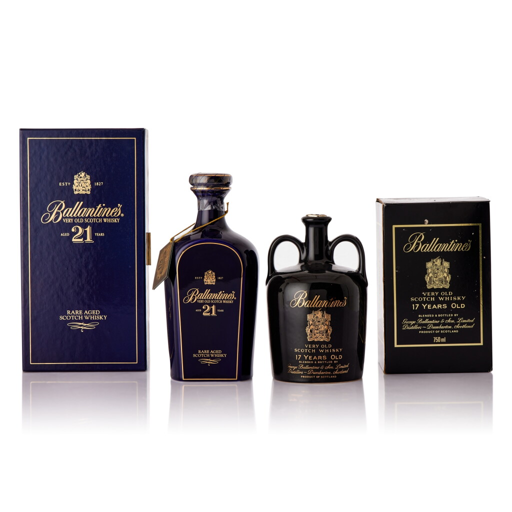 View full screen - View 1 of Lot 448. Ballantine's 21 and 17 Year Old Blended Scotch Whisky Mixed Lot (1 BT70, 1 BT75).