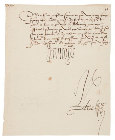 View full screen - View 1 of Lot 1689. Francis I, Three letters to Jean de Selve, Lyon, 1522.