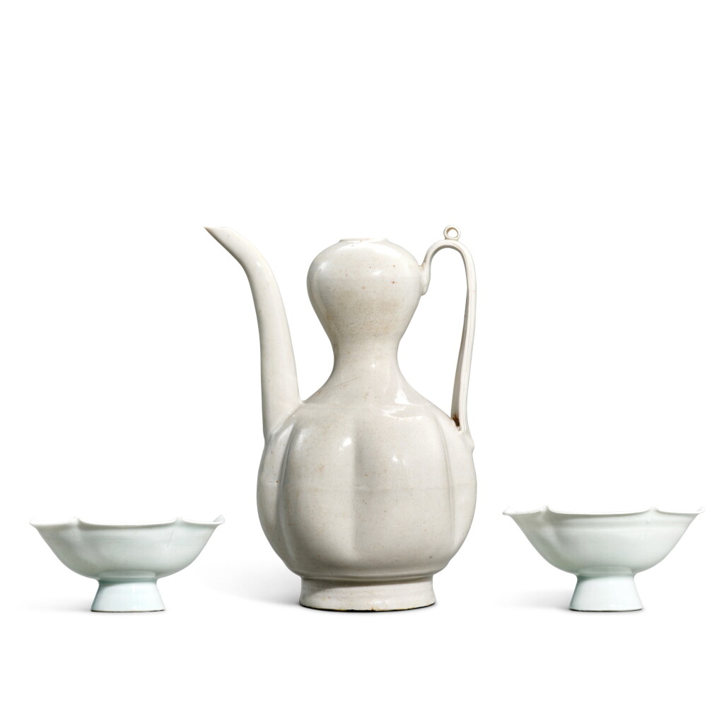 View full screen - View 1 of Lot 5603. Three qingbai wares, Song dynasty | 宋 青白執壺一件及花口盞兩件.