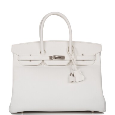 View full screen - View 1 of Lot 40. HERMÈS | WHITE BIRKIN 35CM OF EPSOM LEATHER WITH PALLADIUM HARDWARE.