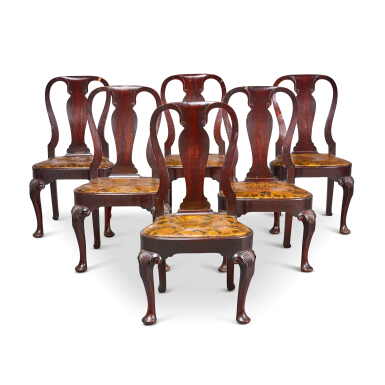 View full screen - View 1 of Lot 162. A set of six George II walnut side chairs, circa 1730.
