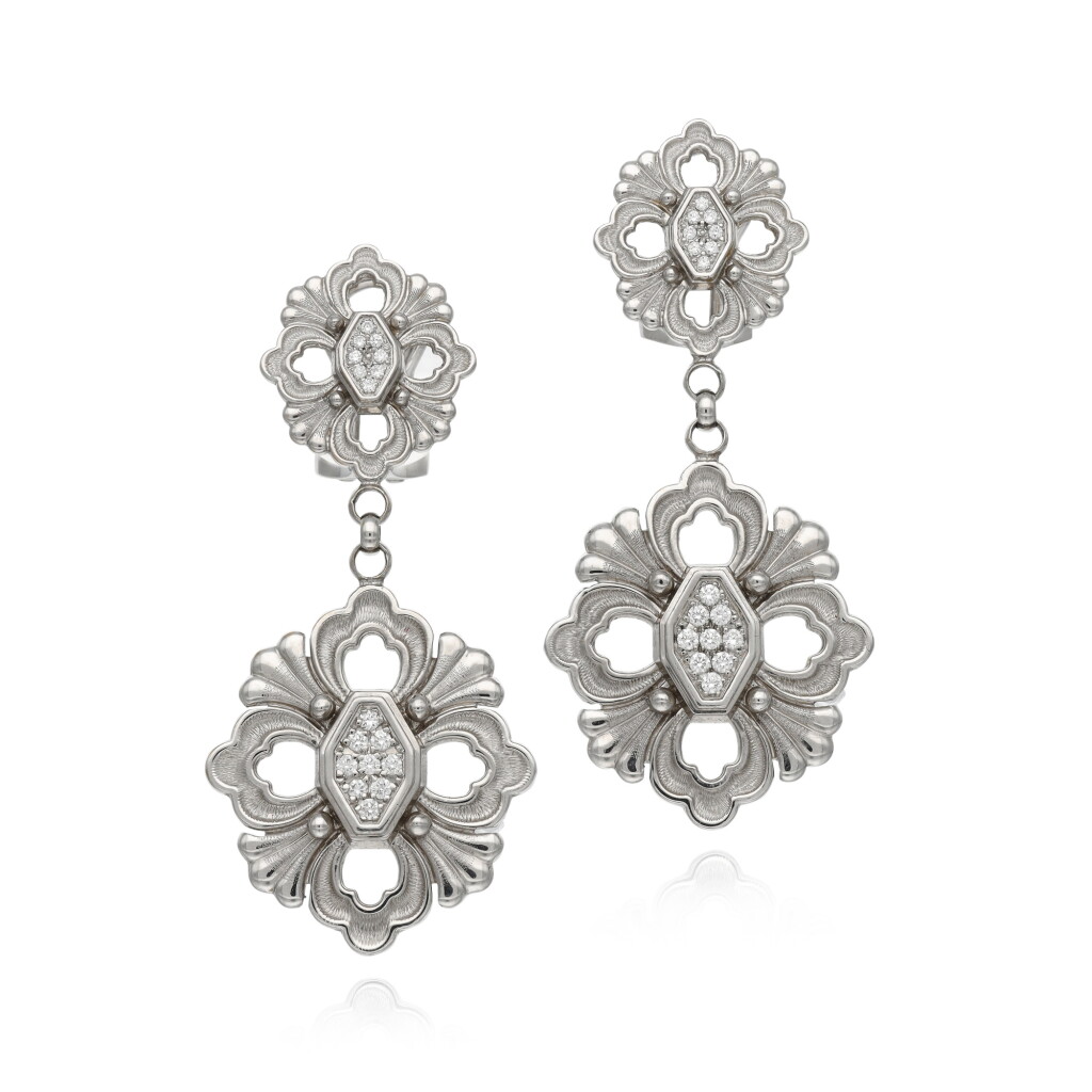 View full screen - View 1 of Lot 127. Pair of diamond earrings, ‘Opera Tulle’.