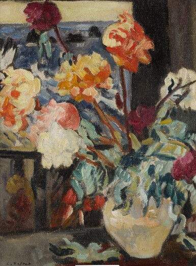 View full screen - View 1 of Lot 613. Vase de Pivoines devant une fenêtre.