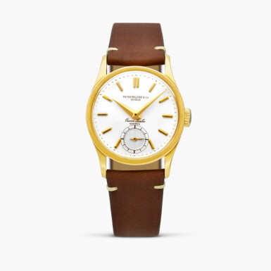 View full screen - View 1 of Lot 2338. Calatrava, Reference 96 | A yellow gold wristwatch, Retailed by Oscar Linke, Made in 1940.