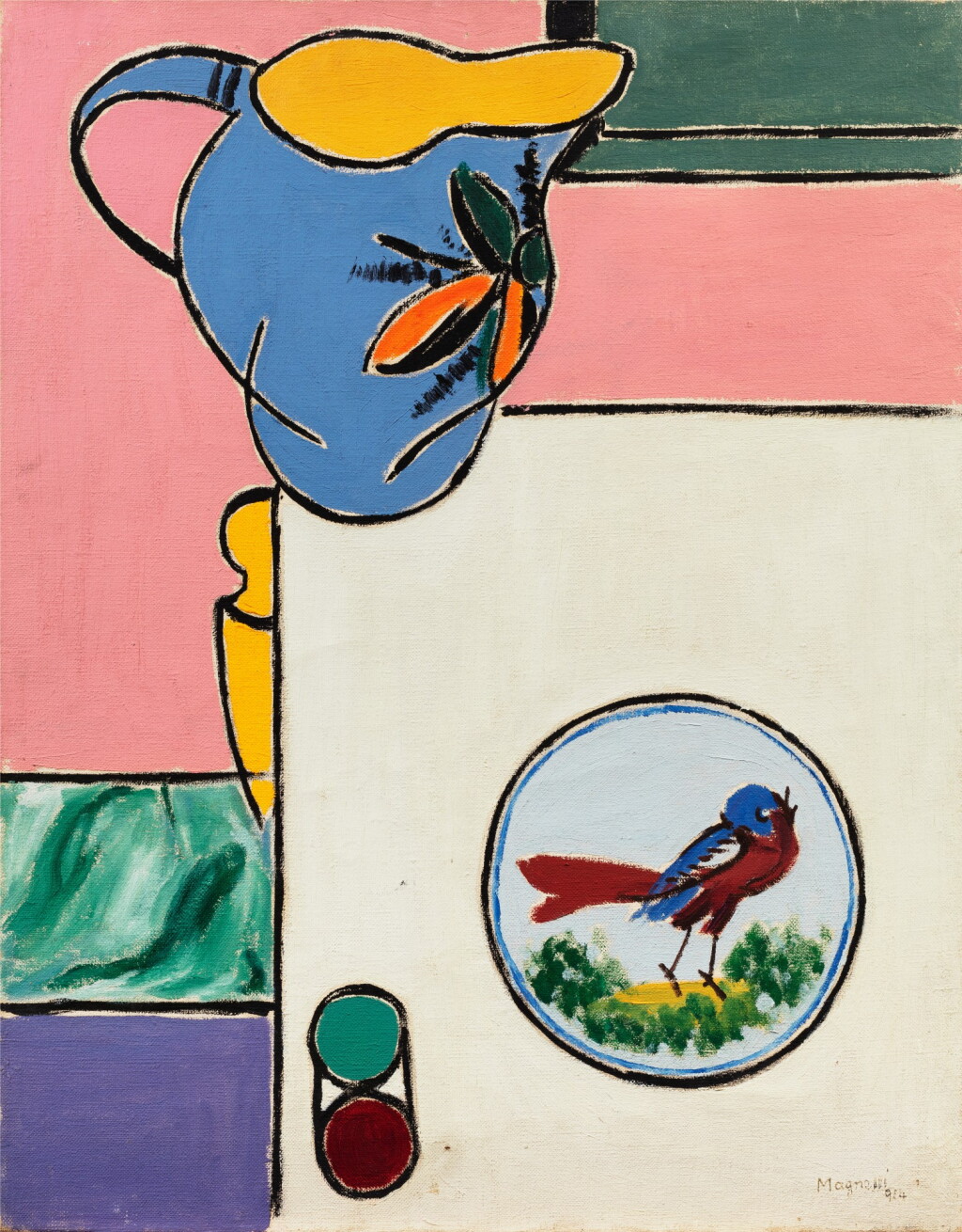 View full screen - View 1 of Lot 114. Piatto con uccello (Plat à l'oiseau).
