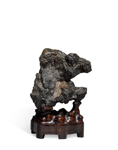 View full screen - View 1 of Lot 12. A 'Qilian' scholar's rock, Ming - Qing dynasty | 明至清 祁連石供.