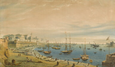 View full screen - View 1 of Lot 197. A view of the port of Civitavecchia.