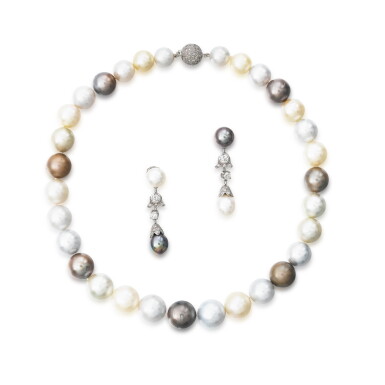 View full screen - View 1 of Lot 269. Cellini | Collier perles de culture et diamants | Cultured pearl and diamond necklace.