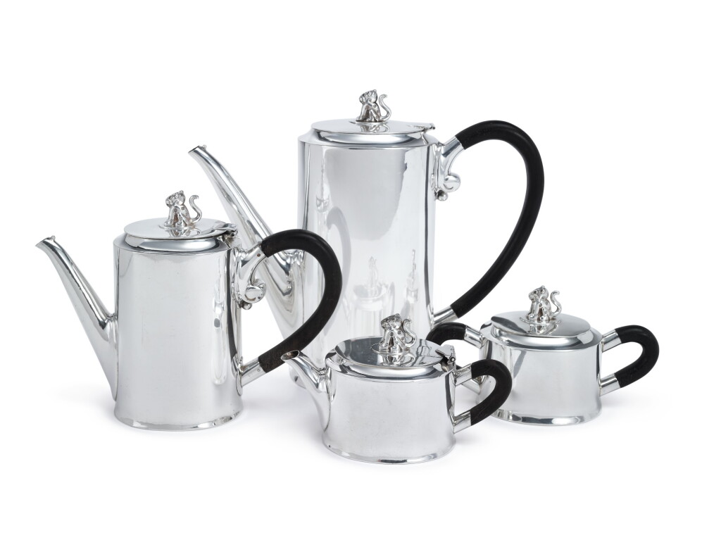 View full screen - View 1 of Lot 435. A Mexican Silver "Jaguar" Tea and Coffee Set, William Spratling, Taxco, Mid 20th Century.