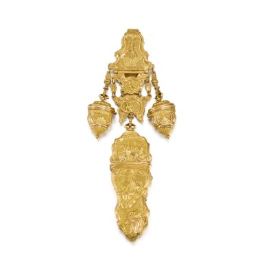 View full screen - View 1 of Lot 61. A pinchbeck chatelaine, London, circa 1750/60.
