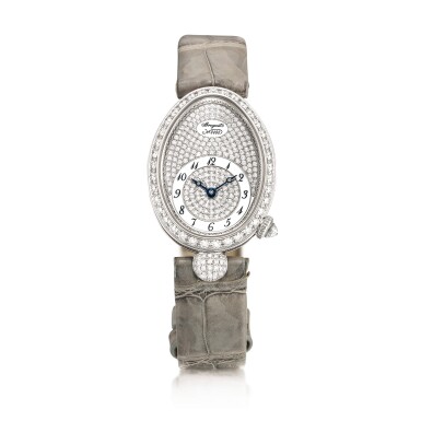 View full screen - View 1 of Lot 2027. Breguet | Reine de Naples, Reference 8928, A white gold and diamond-set wristwatch with mother-of-pearl dial, Circa 2014 | 寶璣 | Reine de Naples 型號8928 白金鑲鑽石腕錶,備珠母貝錶盤,約2014年製.