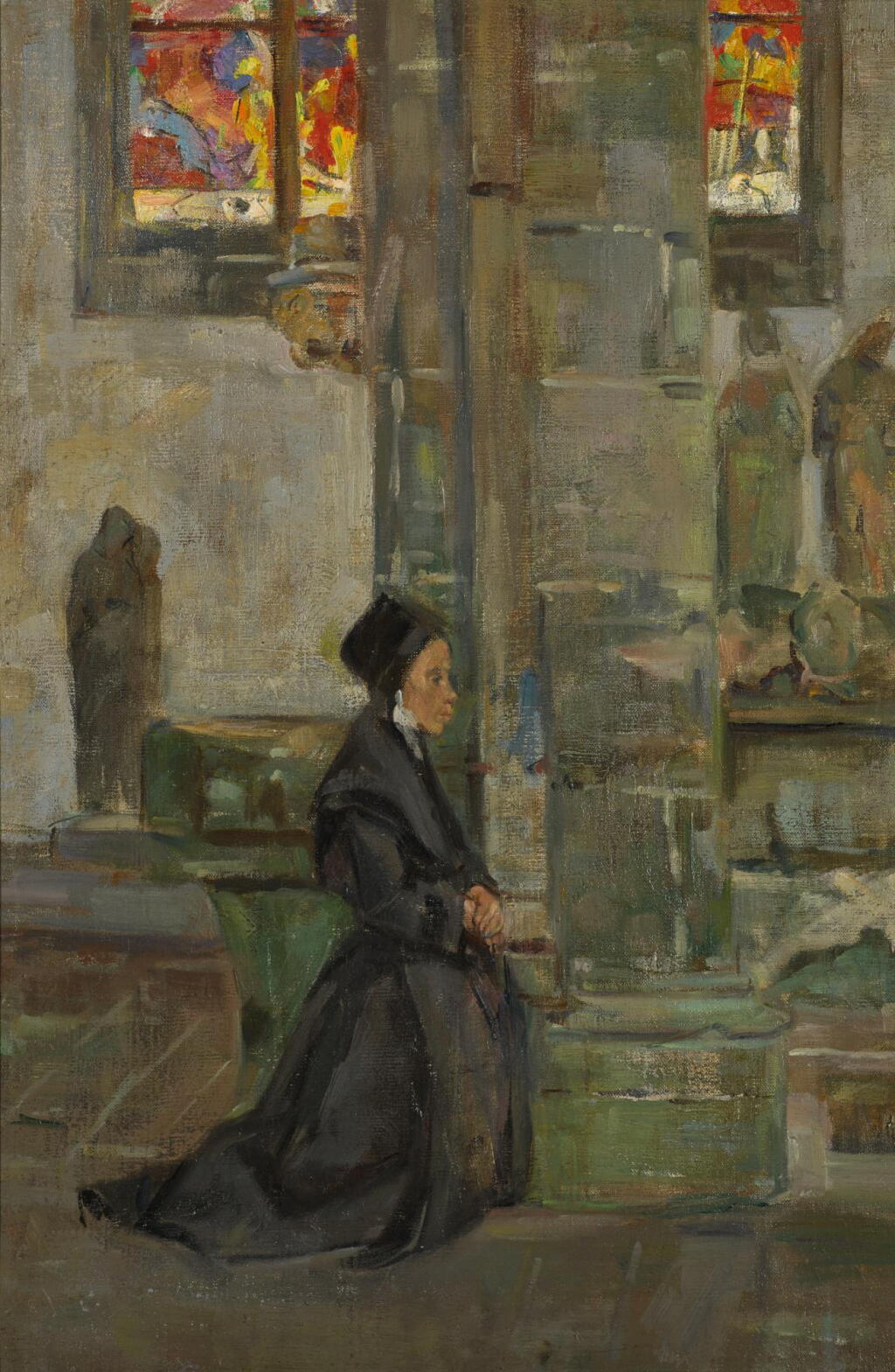 View full screen - View 1 of Lot 48. WALTER CHETWOOD-AIKEN | INTERIOR OF A CHURCH, BRITTANY.