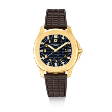 View full screen - View 1 of Lot 2025. PATEK PHILIPPE | AQUANAUT, REFERENCE 5065, A YELLOW GOLD WRISTWATCH WITH DATE AND LUMINOUS DIAL, CIRCA 2002 | 百達翡麗 | "Aquanaut 型號5065 黃金腕錶,備日期顯示,機芯編號3246006,錶殼編號4102124,約2002年製".