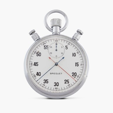 View full screen - View 1 of Lot 439. An open-faced stainless steel split-seconds chronograph stop watch, Circa 1940.