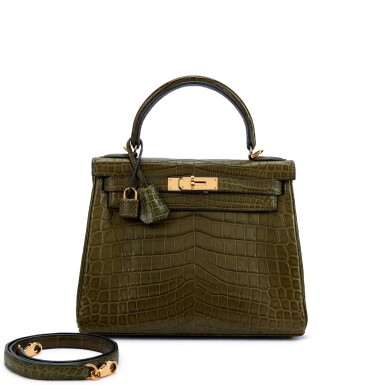 View full screen - View 1 of Lot 6139. Vert Veronese Matte Niloticus Crocodile Kelly 28 Retourné Gold Hardware, 2014.