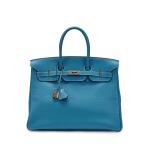 Bleu Jean Togo Birkin 35 Palladium Hardware, 2007