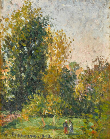 View full screen - View 1 of Lot 487. Paysage avec deux personnages, Éragny, automne.