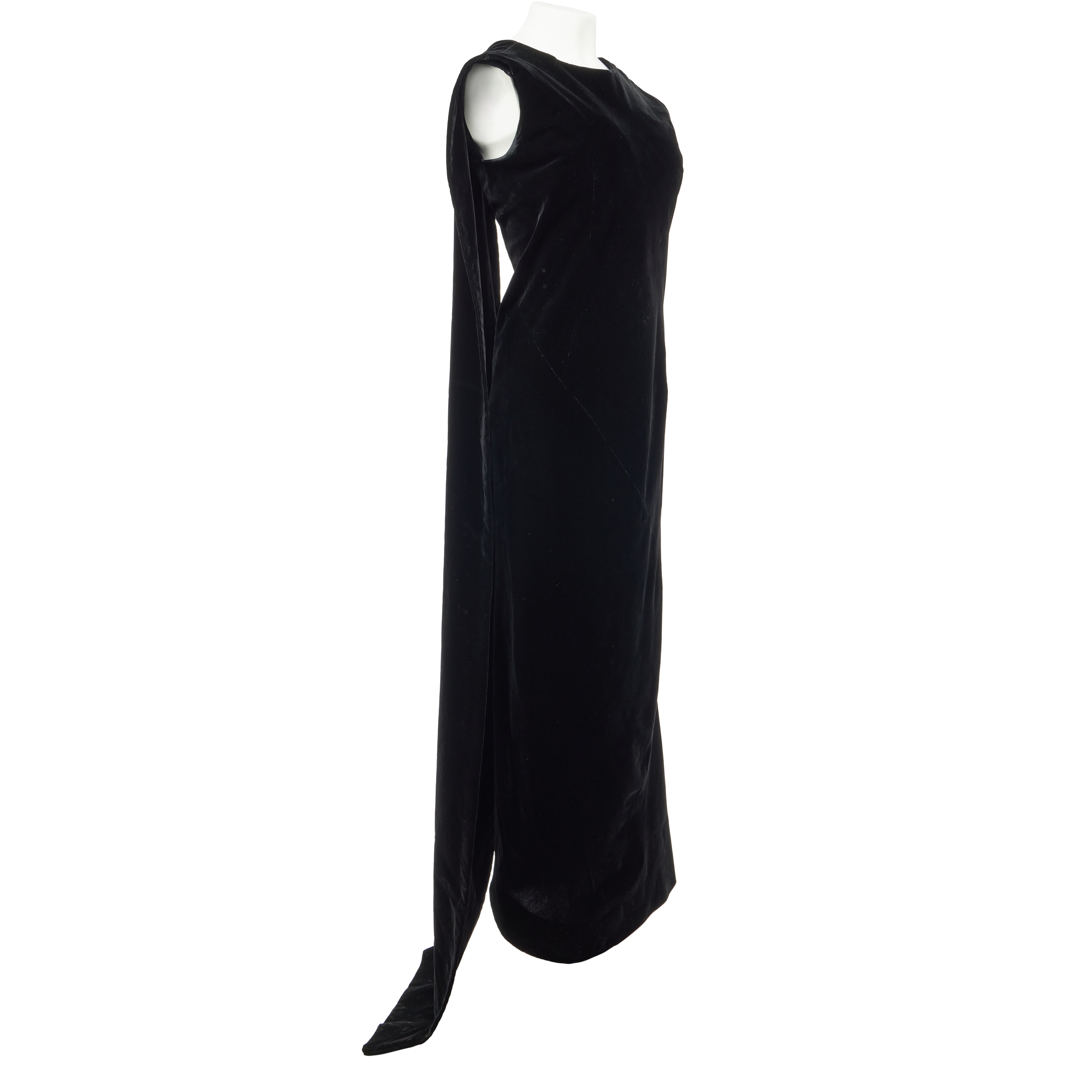 Balenciaga | Haute Couture Black Silk-velvet Sheath, Autumn-Winter Balenciaga | Haute Couture Black Silk-velvet Sheath, Autumn-Winter