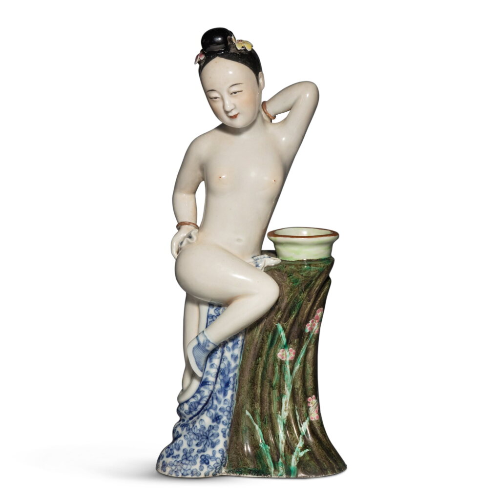 View full screen - View 1 of Lot 621. A famille-rose erotic figure, Republic period | 民國 粉彩春宫人物像.