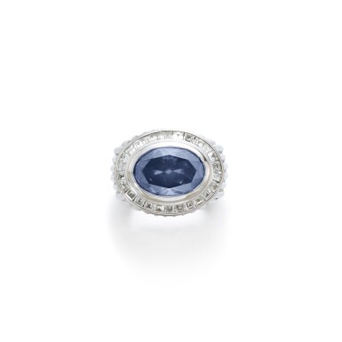 View full screen - View 1 of Lot 524. Fancy Dark Bluish Gray diamond ring.