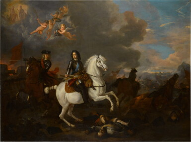 View full screen - View 1 of Lot 337. John Churchill, 1st Duke of Marlborough (1650–1722) and Prince Eugene of Savoy (1663–1736), on horseback at the Battle of Blenheim (Hochstedt).