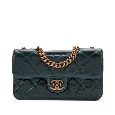 View full screen - View 1 of Lot 53. Green Quilted Glazed Calfskin Perfect Edge Flap Bag Gold Hardware, 2013.