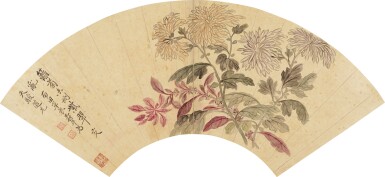 View full screen - View 1 of Lot 6055. 惲壽平 籬菊|Yun Shouping, Chrysanthemums.
