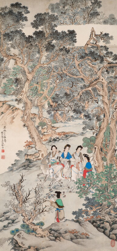 View full screen - View 1 of Lot 8101. 徐操 遊春圖 | Xu Cao, Five Beauties.