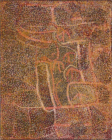 View full screen - View 1 of Lot 40. Alhalkere - Old Man Emu with Babies, 1989.