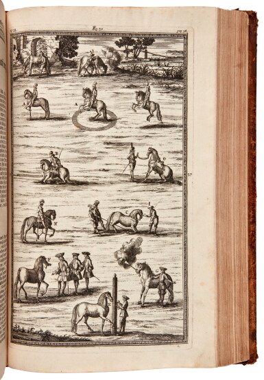 View full screen - View 1 of Lot 55. Georg Engelhard von Loehneyss | Neu-eroeffnete Hof-kriegs- und Reit-schul. Nuremberg, 1729, splendid equestrian engravings.