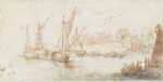 Boats on the water near a village