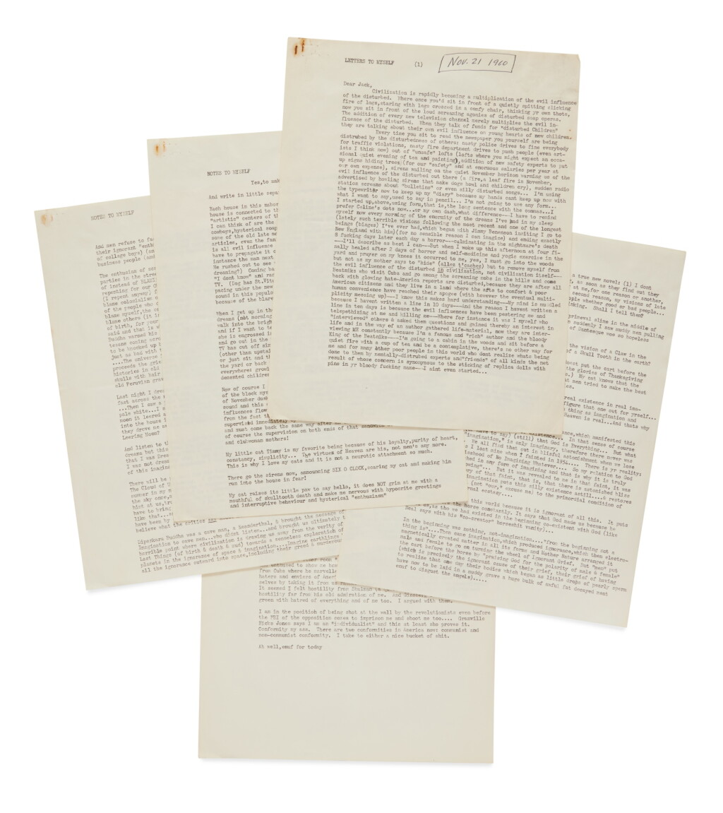 View full screen - View 1 of Lot 1137. Kerouac, Jack | A letter to Jerry Wald on adapting On the Road for the big screen, with some personal musings on fame and civilization .