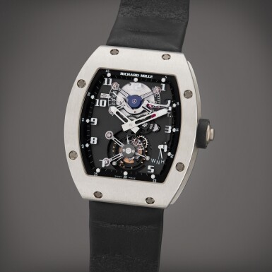 View full screen - View 1 of Lot 11. Reference RM002 AC | A platinum semi-skeletonised tourbillon wristwatch with power reserve and torque indication, Circa 2005.