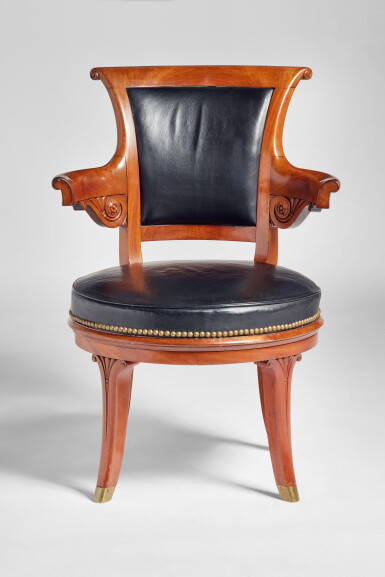 View full screen - View 1 of Lot 198. A Directoire Solid Mahogany Fauteuil de Bureau, Circa 1795.