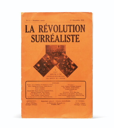 View full screen - View 1 of Lot 312. La Révolution surréaliste. N° 1 à 12 1924-1929.