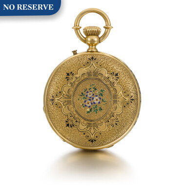 View full screen - View 1 of Lot 255. ERNEST FRANCILLON | A GOLD AND ENAMEL HUNTING CASED WATCH CIRCA 1850, NO. 7441.