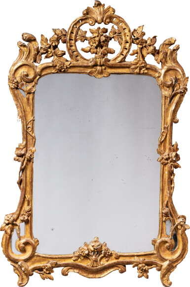 View full screen - View 1 of Lot 622. A German giltwood mirror, circa 1750.