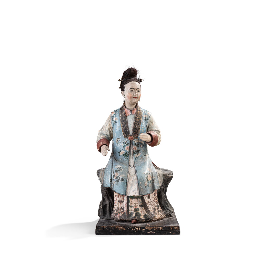 View full screen - View 1 of Lot 349. A Chinese export polychrome painted plaster nodding figure, Qing dynasty, 18th / 19th century.