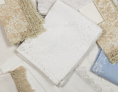 View full screen - View 1 of Lot 214. Lot comprising sixteen embroidered cotton bed linen sets.
